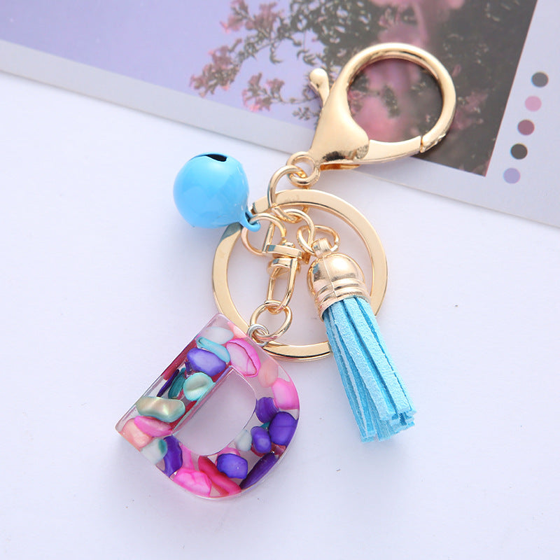 Wholesale English Alphabet Tassel Pendant Resin Drop Glue Keychains